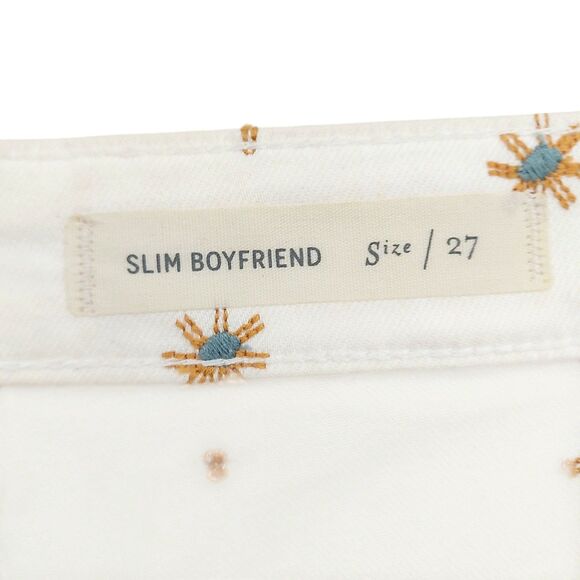 Pilcro by Anthropologie Jean Shorts Womens 27 White Cut-Off Stretch Embroidered - Picture 8 of 12